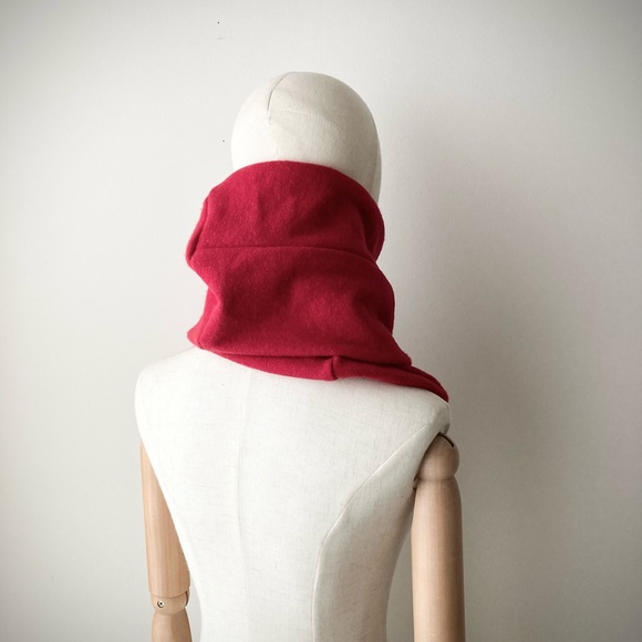 joodito 100% cashmere origami snake scarf wraparound wrap oversized slouchy red - Picture 9 of 11